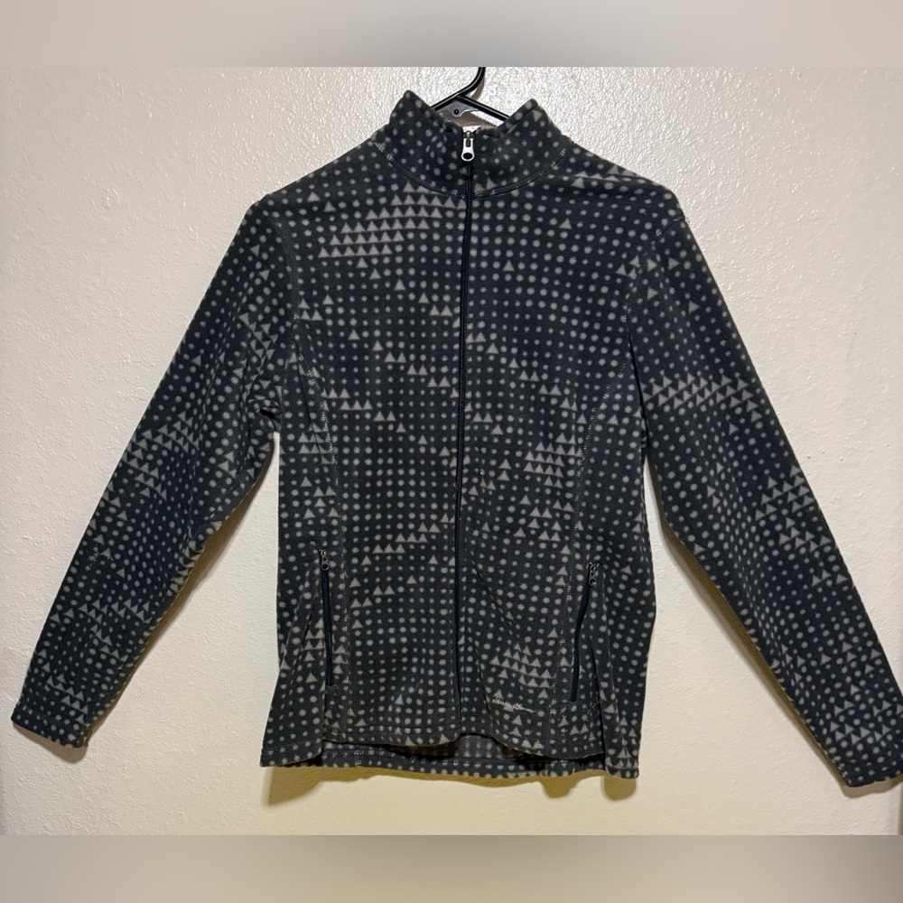 Eddie Bauer Geometric Print Full Zip Fleece Jacket | Womens Small Outdoor Layer - Picture 2 of 4